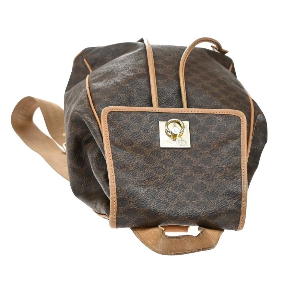 CELINE Logo Macadam Pattern Backpack Bag PVC Leather Brown GHW - Picture 6 of 15
